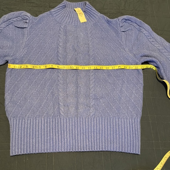 NWT Loft Puff Sleeve Turtleneck Cable Cropped Slim Fit Sweater, Womens XXL. - Picture 7 of 9